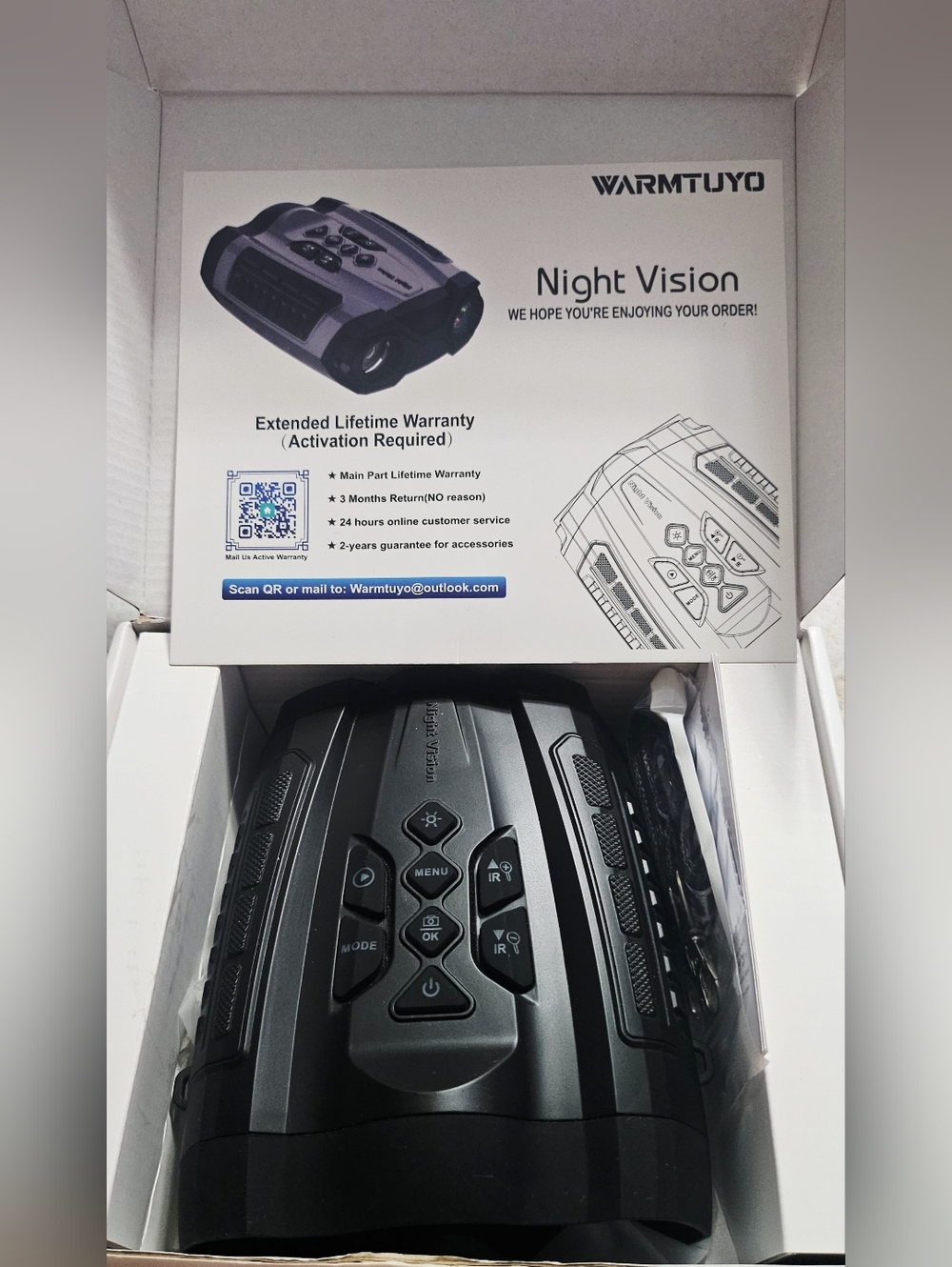 Warmtuyo Night Vision 4K 9 Gear 16K Digital Zoom 3.5" HD Binoculars